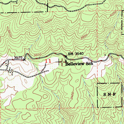 Topographic Map of Belleview Elementary School, CA