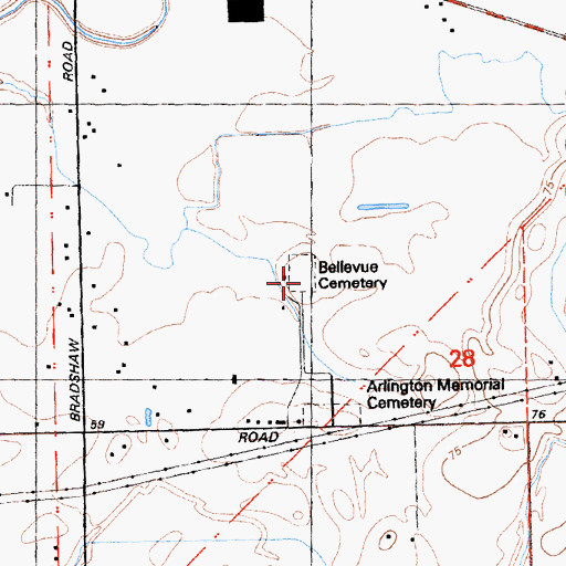Topographic Map of Bellview Cemetery, CA