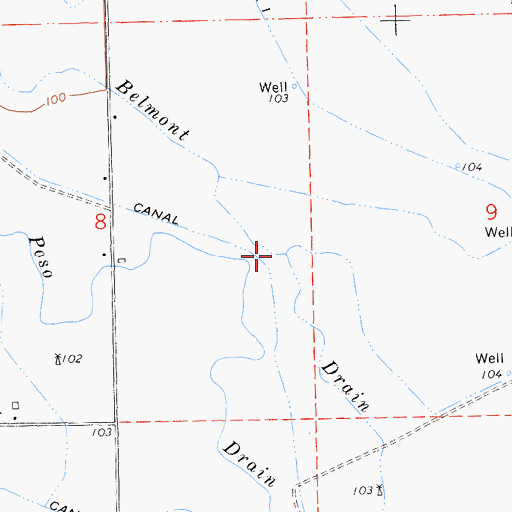 Topographic Map of Belmont Drain, CA