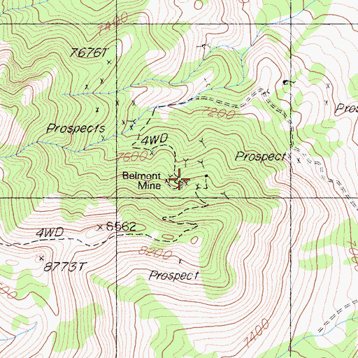 Topographic Map of Belmont Mine, CA
