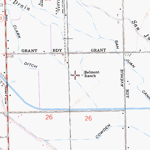 Topographic Map of Belmont Ranch, CA
