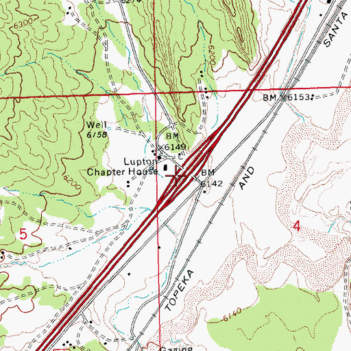 Topographic Map of Window Rock Interchange, AZ