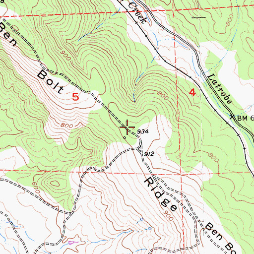 Topographic Map of Ben Bolt Ridge, CA