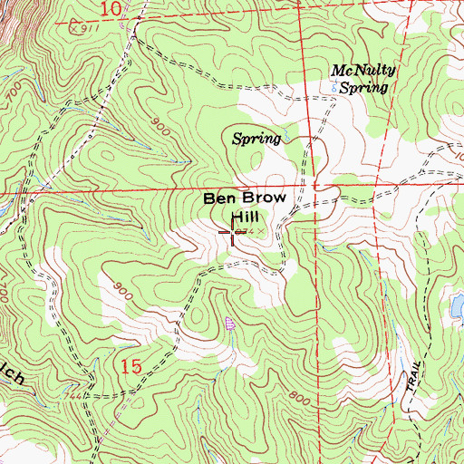 Topographic Map of Ben Brow Hill, CA