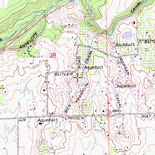 Topographic Map of Ben Franklin Canal, CA