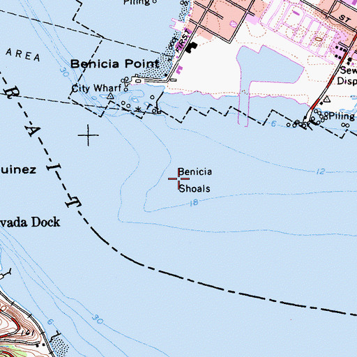 Topographic Map of Benicia Shoals, CA