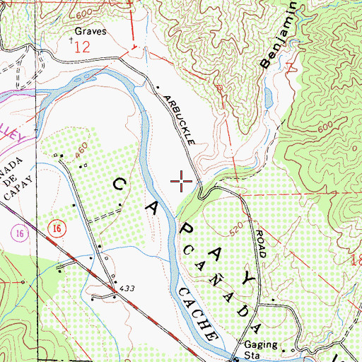 Topographic Map of Benjamin Canyon, CA