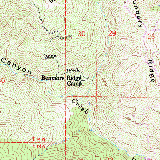 Topographic Map of Benmore Ridge Camp, CA