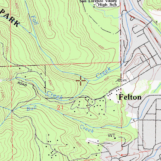 Topographic Map of Bennett Creek, CA