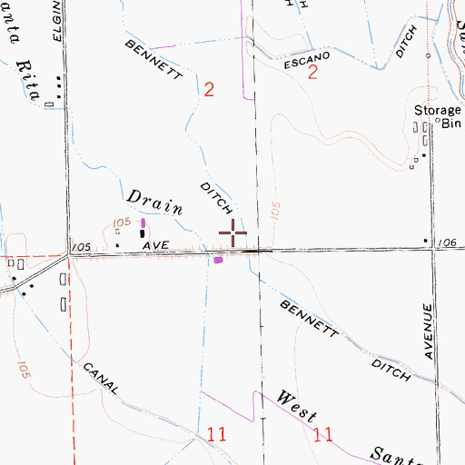 Topographic Map of Bennett Ditch, CA