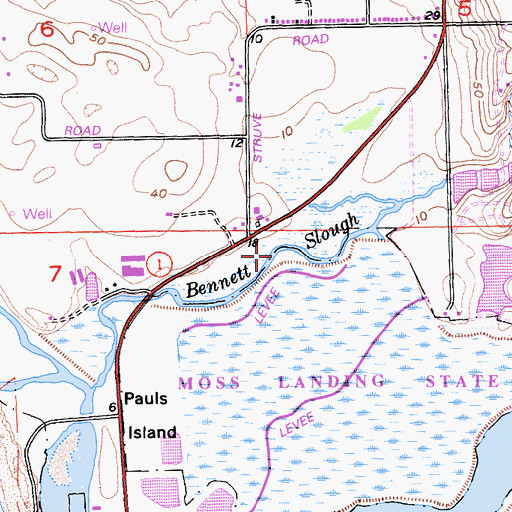 Topographic Map of Bennett Slough, CA