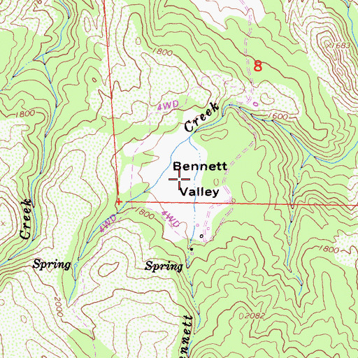 Topographic Map of Bennett Valley, CA