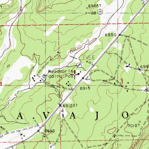 Topographic Map of Woodspring Trading Post, AZ