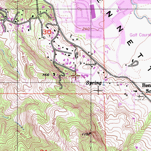 Topographic Map of Bennett Valley School, CA