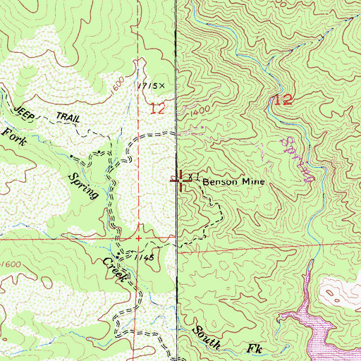 Topographic Map of Benson Mine, CA