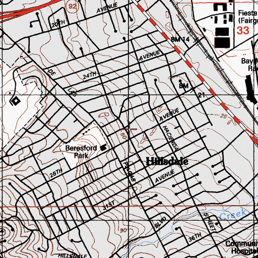 Topographic Map of Beresford Elementary School, CA