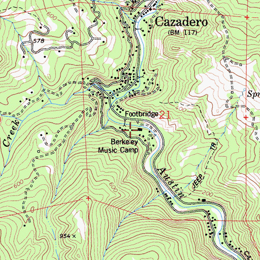 Topographic Map of Berkeley Music Camp, CA
