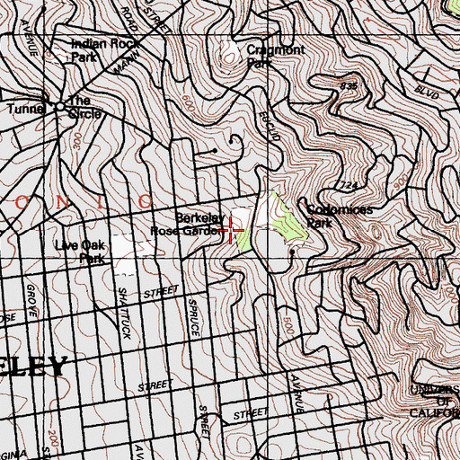 Topographic Map of Berkeley Rose Garden, CA