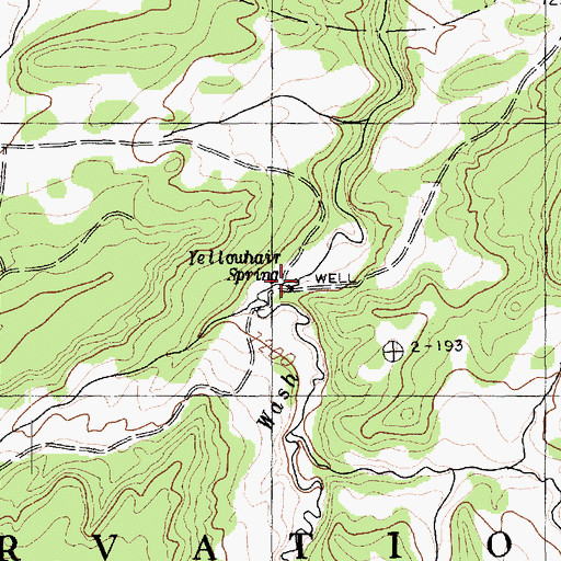 Topographic Map of Yellowhair Spring, AZ