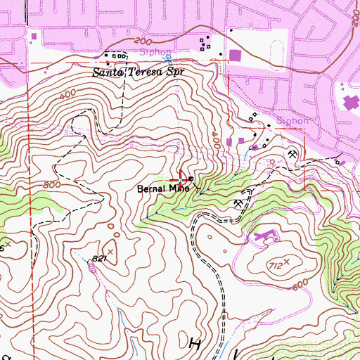 Topographic Map of Bernal Mine, CA