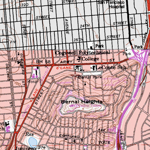 Topographic Map of Bernal Park, CA