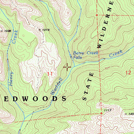 Topographic Map of Berry Creek, CA