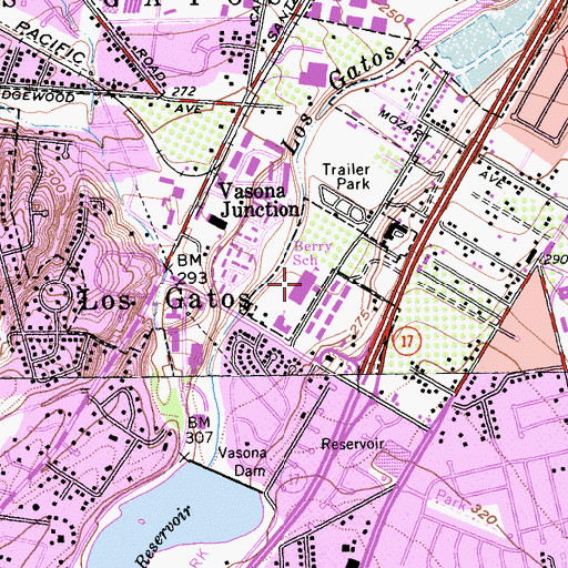 Topographic Map of Berry School, CA