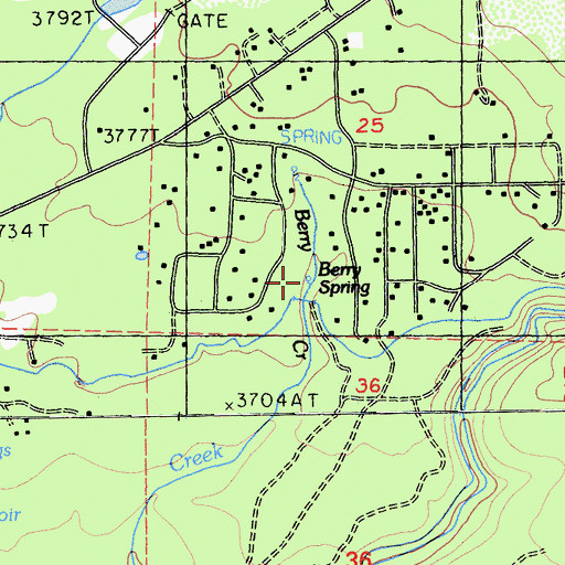 Topographic Map of Berry Spring, CA
