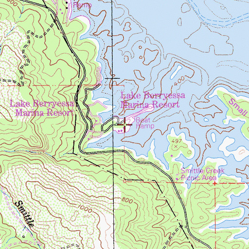 Topographic Map of Berryessa Marina, CA