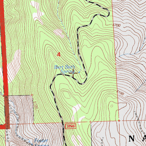 Topographic Map of Bert Bath Spring, CA