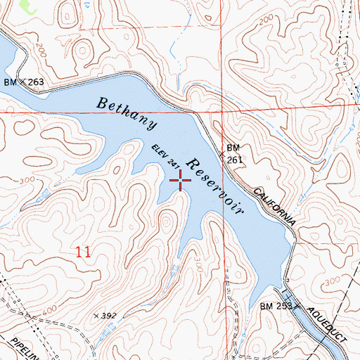 Topographic Map of Bethany Reservoir, CA