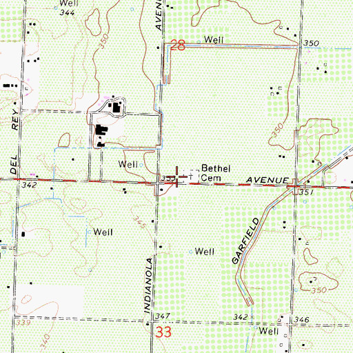 Topographic Map of Bethel Cemetery, CA