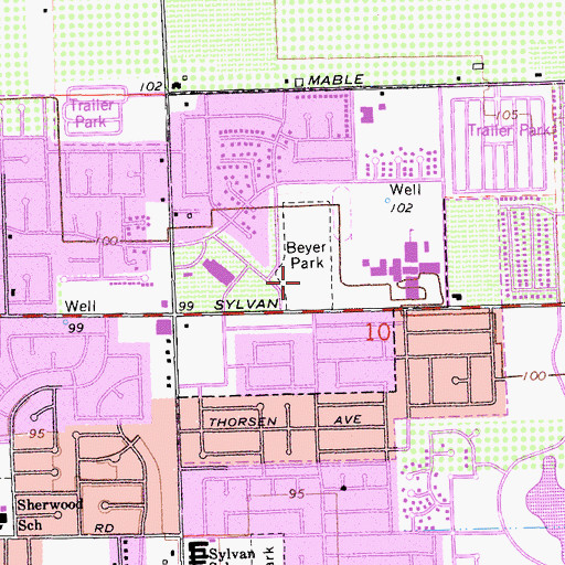 Topographic Map of Beyer Park, CA
