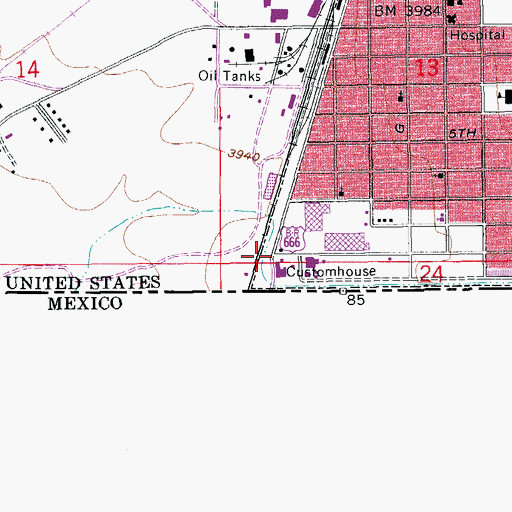 Topographic Map of Agua Prieta Substation, AZ