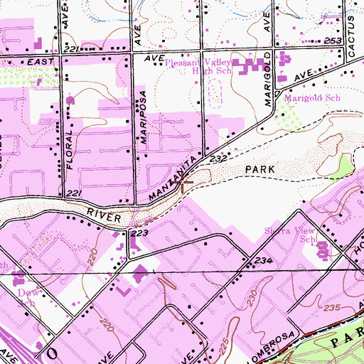 Topographic Map of Bidwell River Park, CA