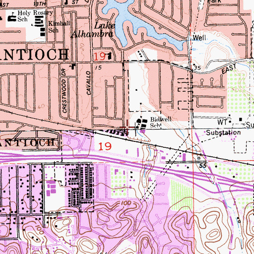 Topographic Map of Bidwell Elementary School, CA