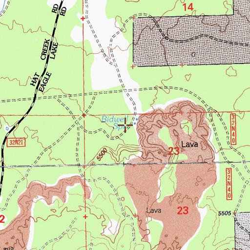 Topographic Map of Bidwell Spring, CA