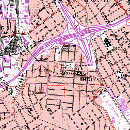 Topographic Map of Biebrach Park, CA