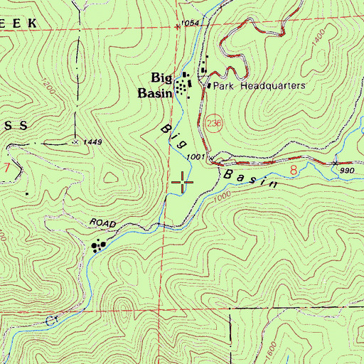 Topographic Map of Big Basin, CA