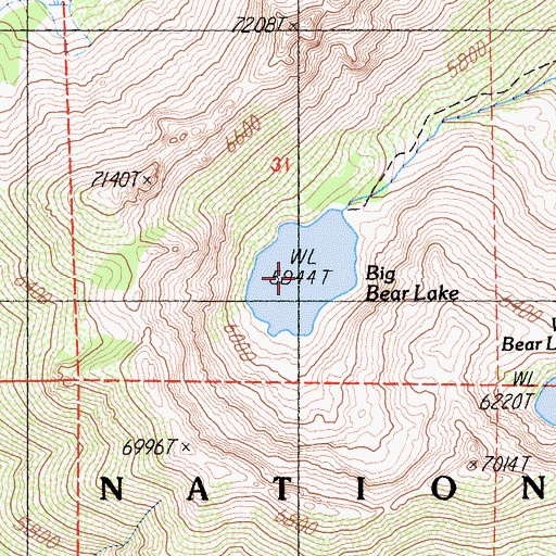 Topographic Map of Big Bear Lake, CA