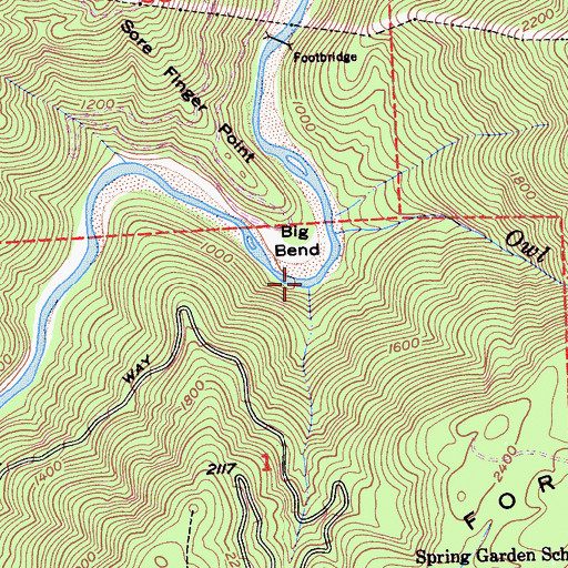Topographic Map of Big Bend, CA