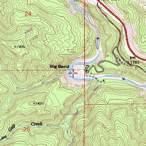 Topographic Map of Big Bend, CA