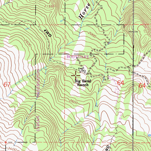 Topographic Map of Big Bend Ranch, CA