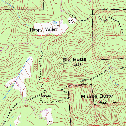 Topographic Map of Big Butte, CA