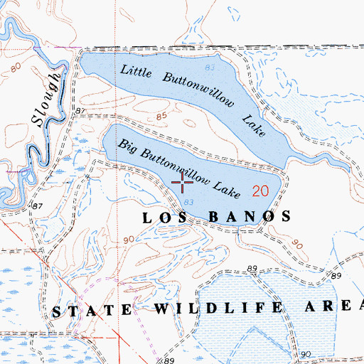 Topographic Map of Big Buttonwillow Lake, CA