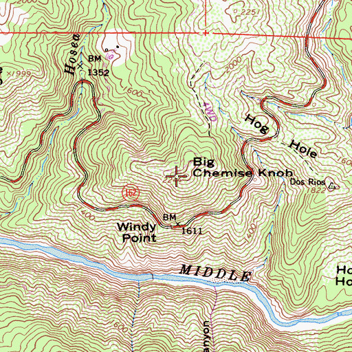 Topographic Map of Big Chemise Knob, CA