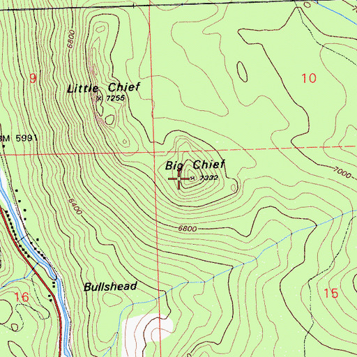 Topographic Map of Big Chief, CA