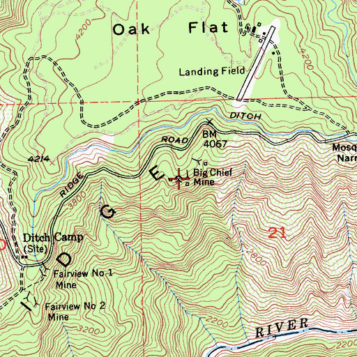 Topographic Map of Big Chief Mine, CA