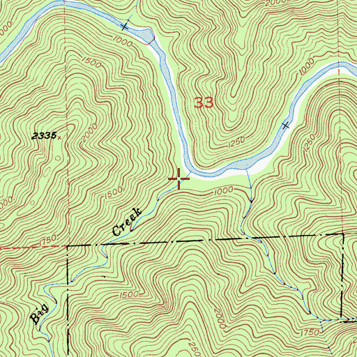 Topographic Map of Big Creek, CA