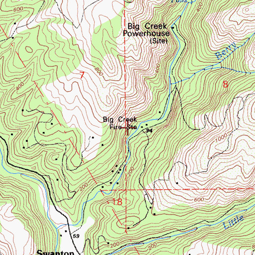 Topographic Map of Big Creek Fire Station, CA